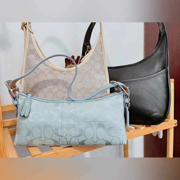 ❌SOLD FACEBOOK❌ Authentic COACH #6371 EAST WEST DEMI Icy Blue Purse ❄️ - Picture 1 of 12